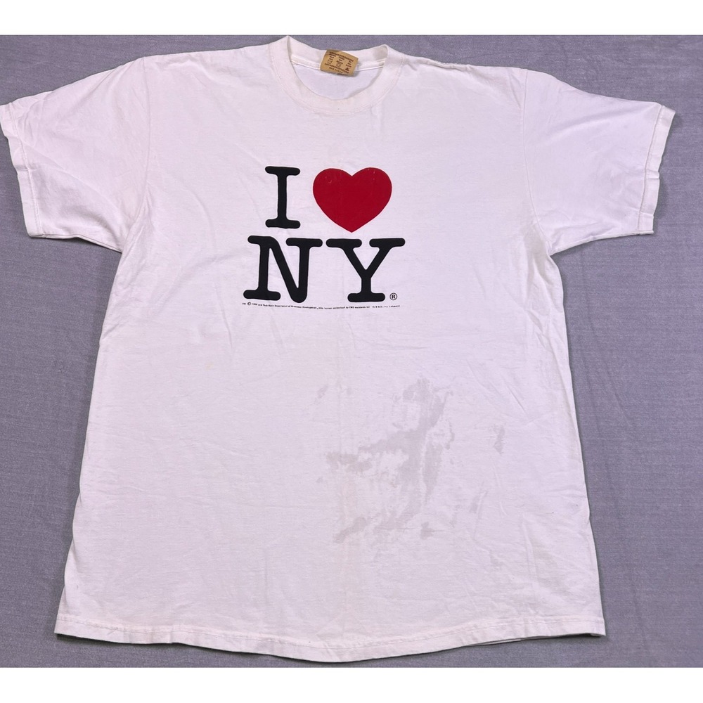 The Mountain I Love NY Graphic 90s Vintage T-Shirt Men 2XL White Cotton